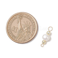 Natural Cultured Freshwater Pearl Potato & Round Electroplate Non-magnetic Synthetic Hematite Beaded Connector Charms&nbsp;PALLOY-JF04191-01