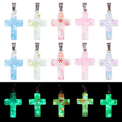 15Pcs Luminous Resin Sequins Pendants&nbsp;RESI-TA0004-20B