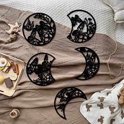 Wood Moon Phase Pendant Decoration&nbsp;HJEW-WH20013-001