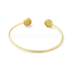 Clear Cubic Zirconia Flat Round Open Cuff Bangle&nbsp;BJEW-M231-02G