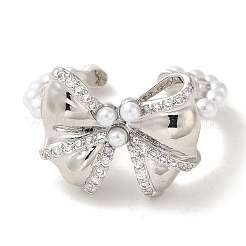Rack Plating Brass Micro Pave Cubic Zirconia Cuff Rings&nbsp;RJEW-H228-22P