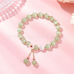 Cat Eye Beads Stretch Bracelets for Women&nbsp;BJEW-TA00691-01