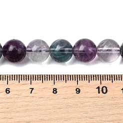Natural Rainbow Fluorite Round Bead Strands&nbsp;G-P070-31-10mm