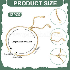 12Pcs Ion Plating(IP) 304 Stainless Steel Rolo Chain Slider Bracelet Making&nbsp;AJEW-HY00003