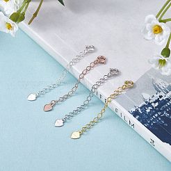 4 Pieces Extension Chain with Spring Clasp Sterling Silver Extender Chains Necklace Bracelet Anklet Removable Chain Extenders Charms for DIY Jewelry Making Accessories&nbsp;JX627A