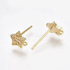 Brass Cubic Zirconia Stud Earring Findings&nbsp;X-KK-S350-036G