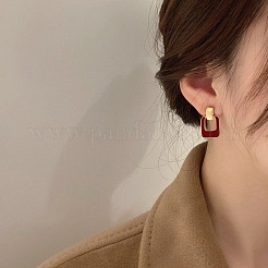 Rectangle Alloy Enamel Dangle Stud Earrings&nbsp;FS-WG08EF2-01