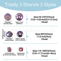 3 Strands 3 Styles Electroplate Glass Beads Strands&nbsp;GLAA-TADJ0001-14