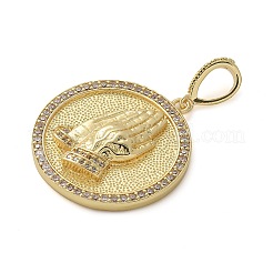 Brass Micro Pave Clear Cubic Zirconia Pendants&nbsp;KK-M319-21G