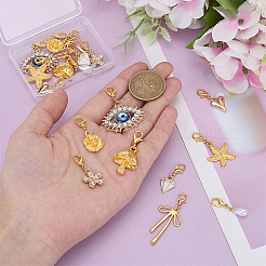 18Pcs 9 Style Alloy & ABS Plastic Imitation Pearl Pendant Decorations&nbsp;HJEW-UN00109