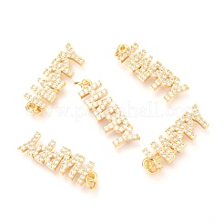 Brass Micro Pave Clear Cubic Zirconia Pendants&nbsp;ZIRC-O036-28G