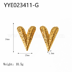 Textured Heart 304 Stainless Steel Stud Earrings&nbsp;FS-WG7D1EE-01