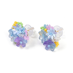 Flower Glass Plastic Stud Earrings&nbsp;FS-WG119A6-02