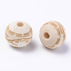 Unfinished Natural Wood European Beads&nbsp;WOOD-S057-009A