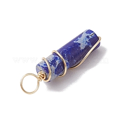 Dyed Synthetic Imperial Column Copper Wire Wrapped Pendants&nbsp;PALLOY-JF03490