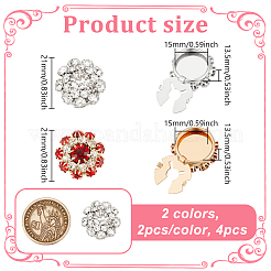 4Pcs 2 Colors Alloy Rhinestone Cufflinks&nbsp;DIY-NB0013-80C