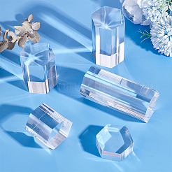 5Pcs 5 Styles Acrylic Hexagon Display Stands&nbsp;OACR-BC0001-22