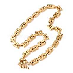 8MM 304 Stainless Steel H Link Chain Necklaces with OT Clasps&nbsp;SA-CBA2D4F-01G