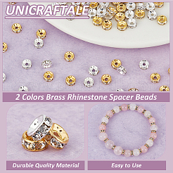 200Pcs 2 Colors Brass Rhinestone Spacer Beads&nbsp;RB-UN0001-14