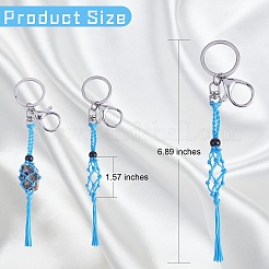 4Pcs  4 Colors Macrame Fringe Braided Keychain&nbsp;AJEW-SW00014-02