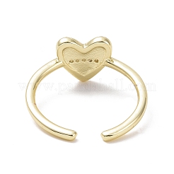 Clear Cubic Zirconia Heart Open Cuff Ring&nbsp;RJEW-P032-37G
