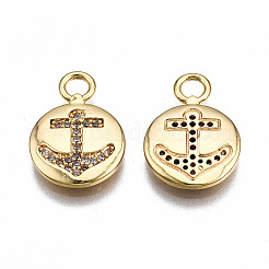 Brass Micro Pave Clear Cubic Zirconia Pendants&nbsp;KK-Q277-043-NF