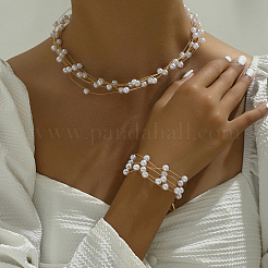 Brass & Imitation Pearls Beads Jewelry Sets for Women&nbsp;DQ9504-1