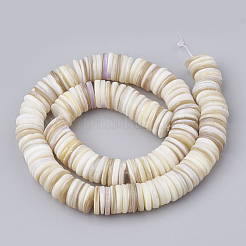 Disc Natural Sea Shell Beads Strands&nbsp;SSHEL-F290-32