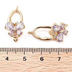 Brass Micro Pave Clear Cubic Zirconia Fold Over Clasps&nbsp;KK-U028-18G