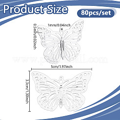 80Pcs Iron Hollow Butterfly Pendants&nbsp;IFIN-NB0001-68