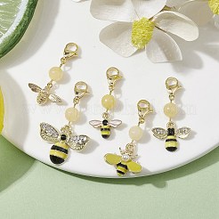 5Pcs Bee Alloy Enamel Pendant Decorations&nbsp;HJEW-JM01728