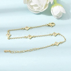Brass Micro Pave Clear Cubic Zirconia Star Link Chain Bracelets&nbsp;KK-CBA3629-01G