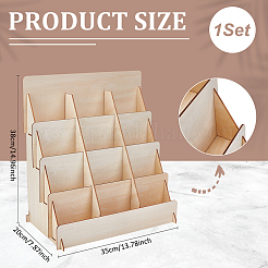 4-Tier 12 Grids Wood Greeting Card Storage Riser Racks&nbsp;ODIS-WH0100-15