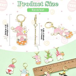 8Pcs Easter Theme Alloy Enamel Pendant Locking Stitch Markers&nbsp;HJEW-FS00101-02