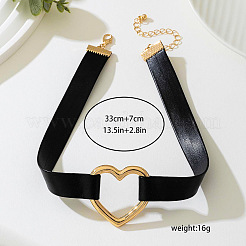Heart Alloy Link Imitation Leather Choker Necklaces for Women&nbsp;FS-WGE663A-01