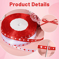 2 Rolls 2 Colors Heart Pattern Polyester Ribbon&nbsp;OCOR-CA0001-34