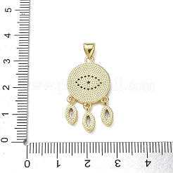 Brass Pave Clear & Bisque Cubic Zirconia Evil Eye Pendants&nbsp;KK-WH0062-30G