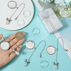 Angel & Flat Round Brass Rhinestone Doctoral Cap Graduation Hanging Pendants&nbsp;HJEW-SP00003