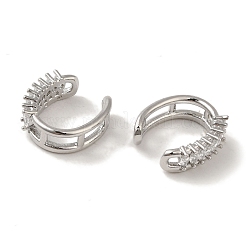 Rack Plating Brass Pave Clear Cubic Zirconia Oval Cuff Earrings for Women&nbsp;EJEW-P280-16P