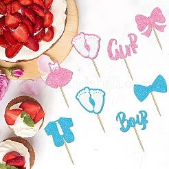 Paper & Glitter Sequins Cake Toppers with Bamboo Stick&nbsp;DIY-WH20088-001