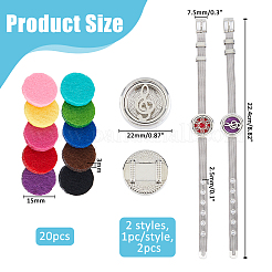 2Pcs 2 Styles Adjustable 316L Surgical Stainless Steel Watch Band Bracelets&nbsp;BJEW-HS0001-05A