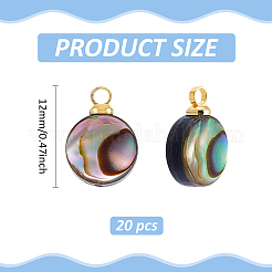 20Pcs Natural Shell Flat Round Pendants&nbsp;PALLOY-BC00006