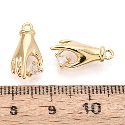 Brass Micro Pave Clear Cubic Zirconia Pendants&nbsp;KK-T078-06G-02