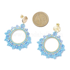 3 Pairs Glass Seed Bead Woven Stud Earrings&nbsp;EJEW-MZ00597
