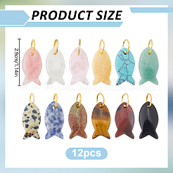 12Pcs Natural & Synthetic Gemstone Pendants&nbsp;PALLOY-DR00010