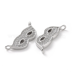 Rack Plating Brass Micro Pave Clear Cubic Zirconia Connector Charms&nbsp;KK-C008-09P