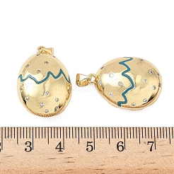 Brass Micro Pave Clear Cubic Zirconia Enamel Pendants&nbsp;KK-G536-24G