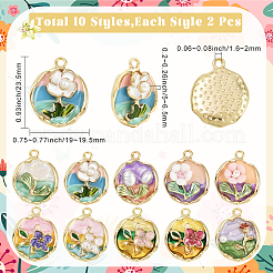 20Pcs 10 Styles Rack Plating Alloy Enamel Pendants&nbsp;ENAM-SC0007-27