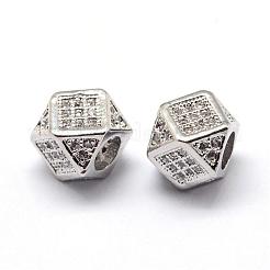 Rack Plating Brass Cubic Zirconia Beads&nbsp;ZIRC-S029-02P
