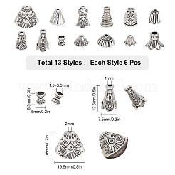 Tibetan Style Alloy & CCB Plastic Bead Cones & Caps&nbsp;TIBE-SC0001-19AS